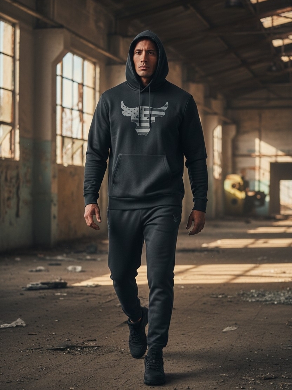 Under Armour Black Men's Hoodie with Bull Logo